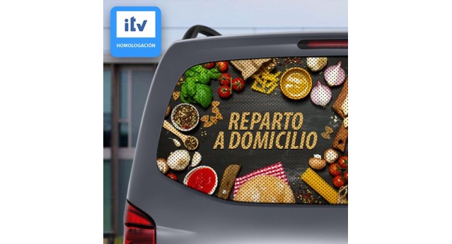 Vinilo impreso microperforado para vehículos