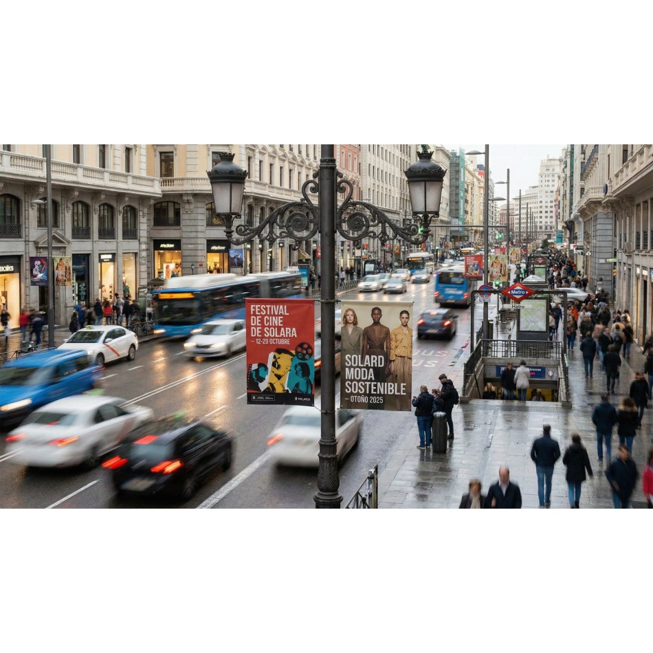 BANDEROLAS PUBLICITARIAS para farolas. Desde 7.28 €/Ud